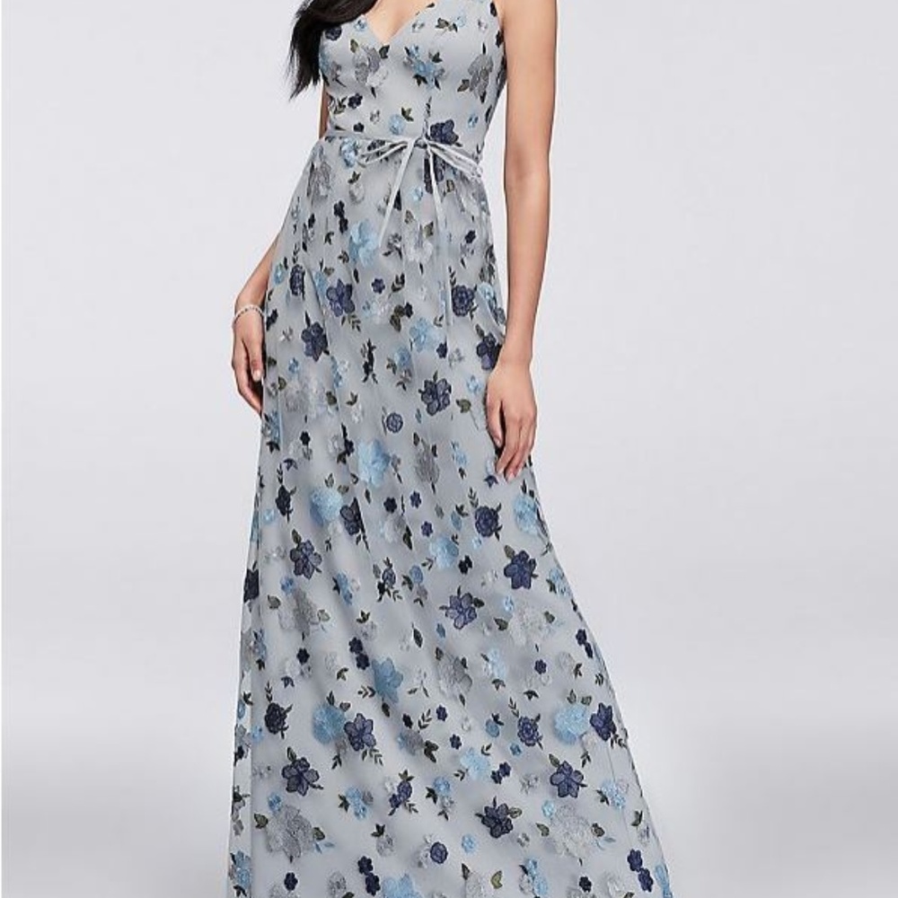 Floral Embroidered Tank Bridesmaid Dress